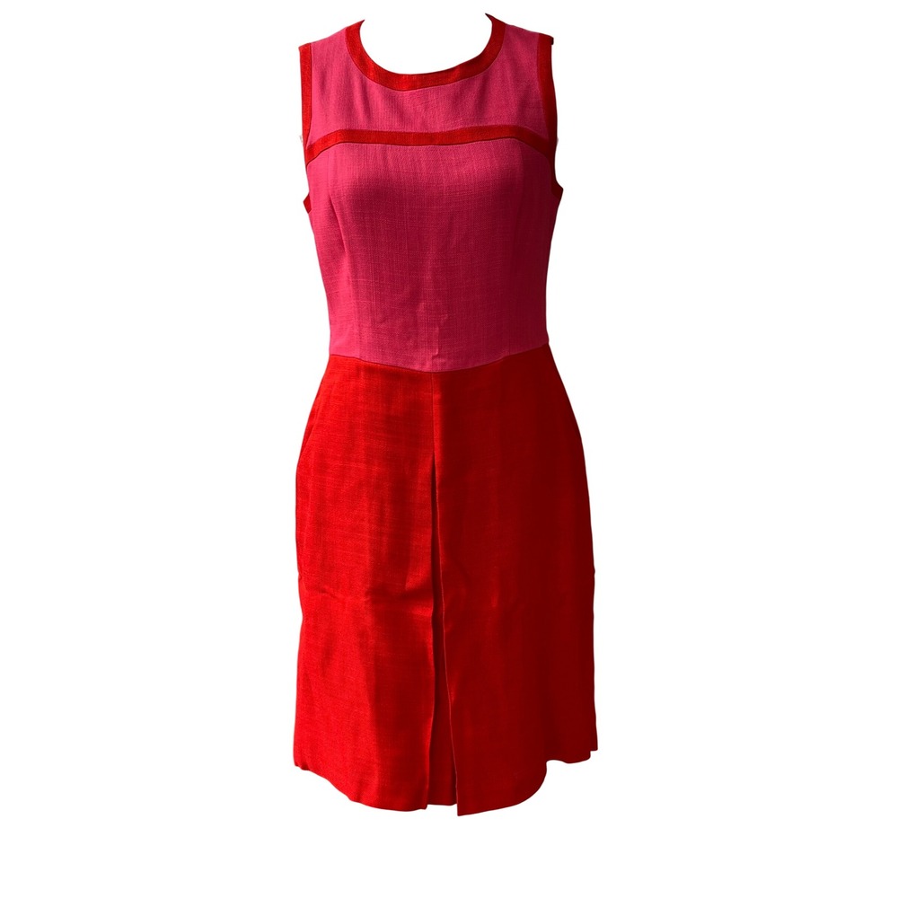 Boden Colorblock‎ Sheath Dress Pink Red Sleeveless Knee Length Business Size 6